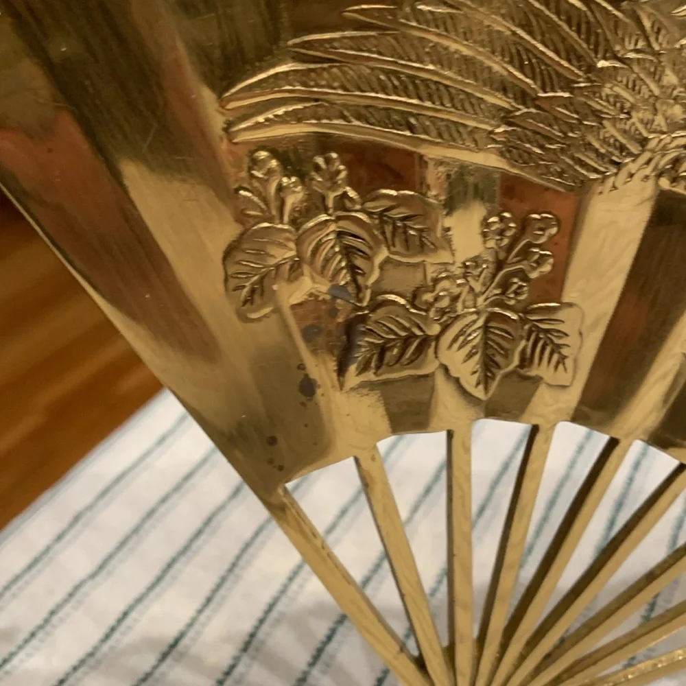 Vintage Solid Brass Bird Dragon Fan Wall Decor